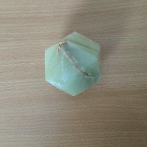 Solid stone paper weight geometric shape green and brown unique decoration
